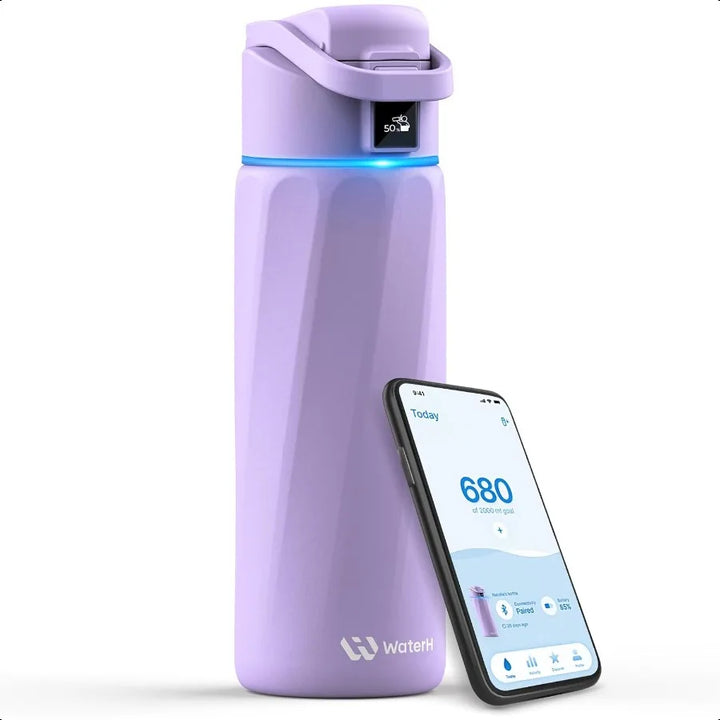 Boost Smart Water Bottle with Reminder to Drink Water 24oz BPAFree Stainl Steel Vacuum Insulated Water Bottle Wide Mouth Water