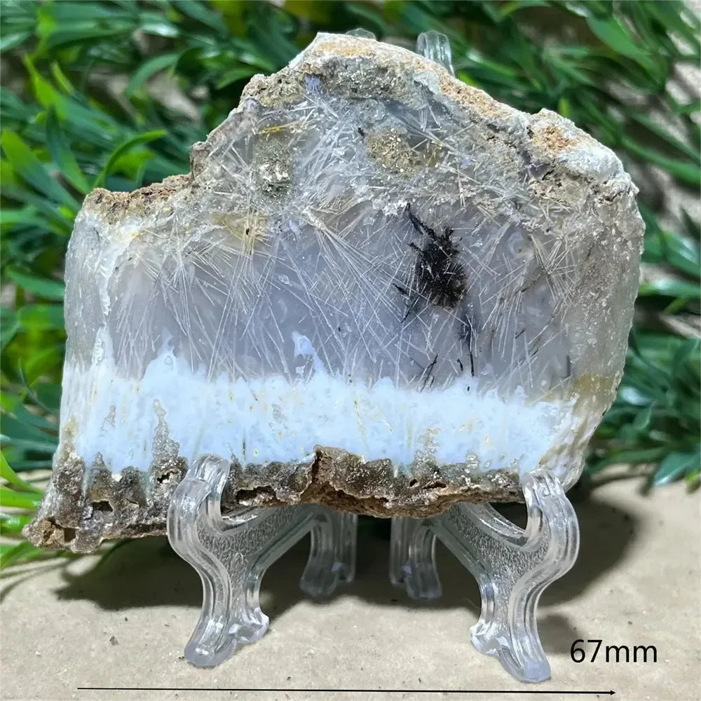 Crystal Natural Agate Rutile Slab Slice Stone Reiki Quartz - CRYSTALOIL