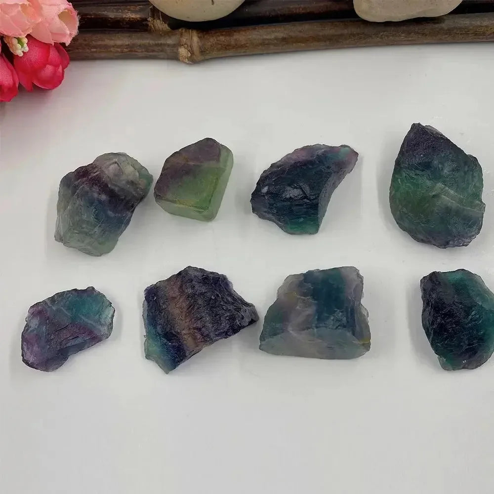 Raw Natural Rainbow Fluorite Crystals Rough Stones Mineral Healing Crystals Gemstones Specimens Collectible Home Decor - CRYSTALOIL
