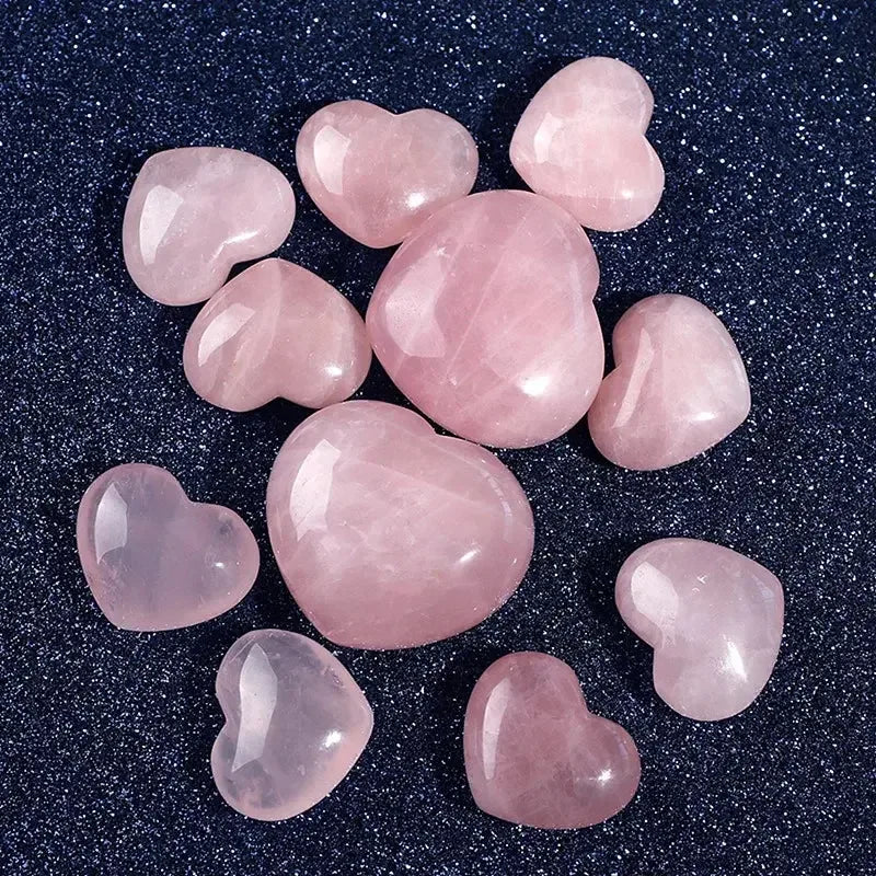 Natural Crystal Stone Love Heart Shape Big Heart Quartz Carving Reiki Healing Rose Quartz Love Crystal Decoration Crafts 20mm - CRYSTALOIL