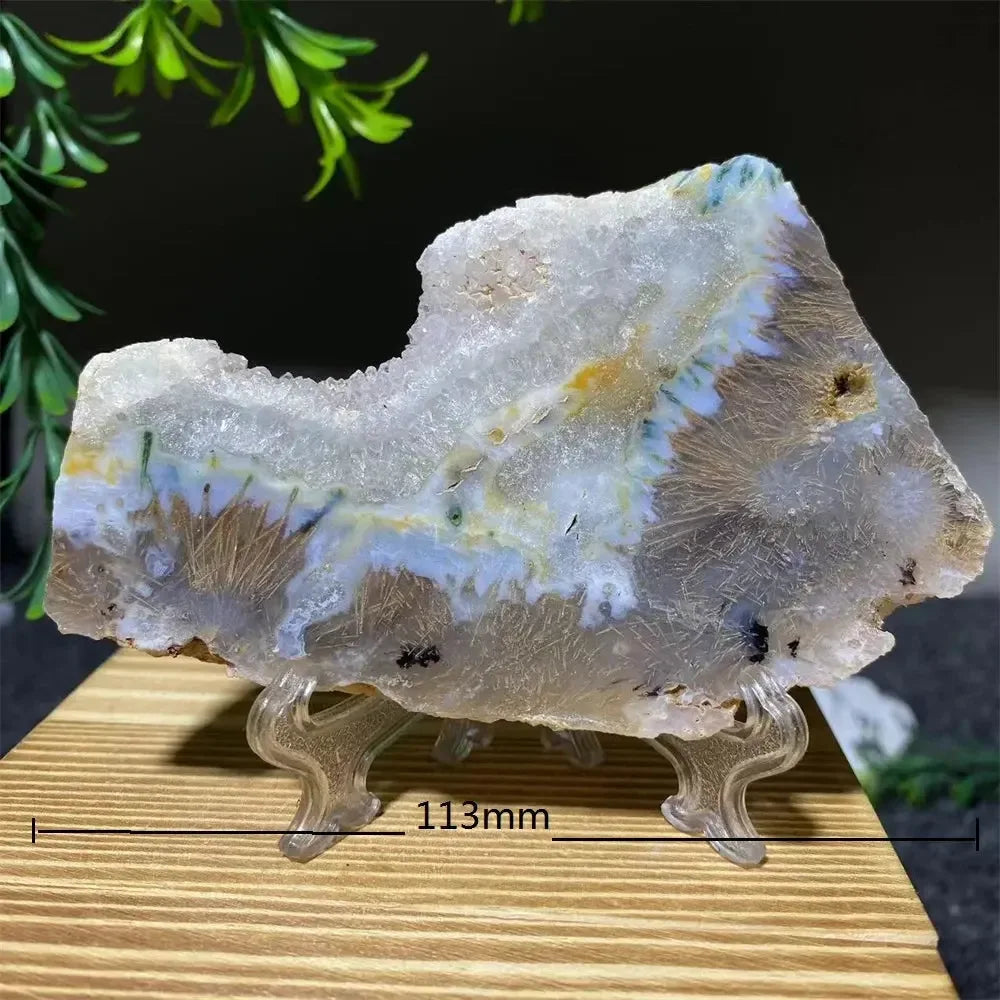 Crystal Natural Agate Rutile Slab Slice Stone Reiki Quartz - CRYSTALOIL