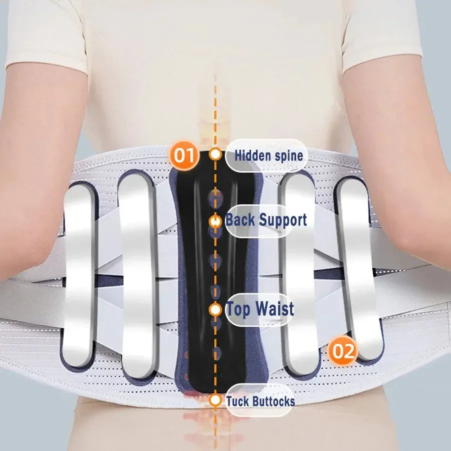 Back Brace Support Belt for Lower Back Pain Relief Adjustable Men Women Waist Lumbar Support Sciatica Scoliosis Herniated Disc - CRYSTALOIL