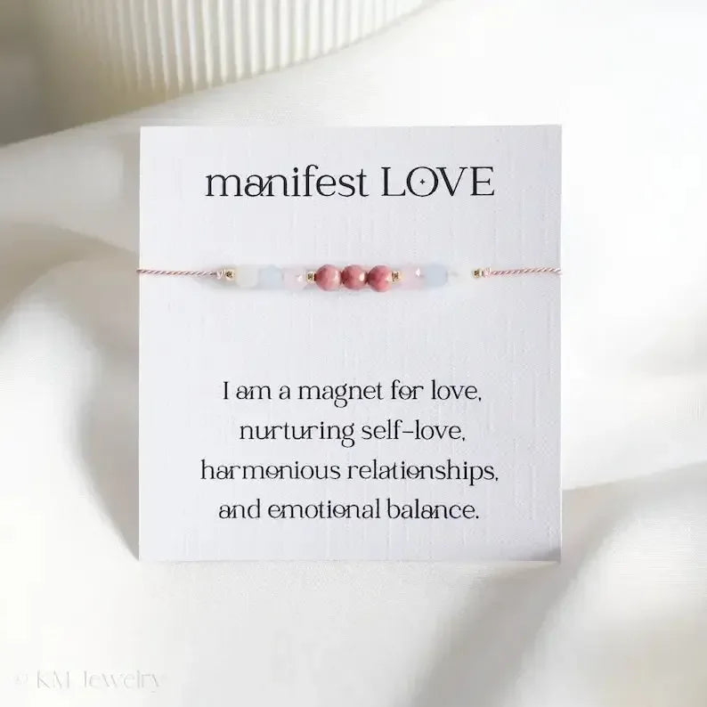Aquamarine Moonstone Love Embodies Crystal Rose Pyroxene Bracelet - CRYSTALOIL