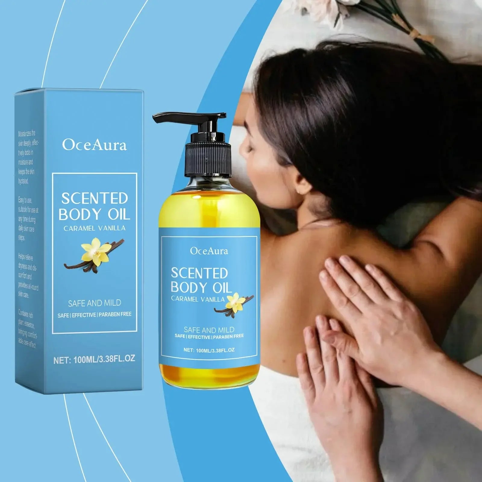 Vanilla Body Massage Oil Improve Moisturizing Relieve Stress - CRYSTALOIL