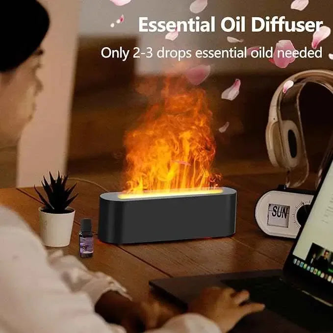 Flame Essential Oil Diffusers, Upgrade 7 Colour Lights Aromatherapy Diffuser, Oil Diffuser, Air Humidifier, Aroma Diffusers For Home, Bedroom, Office, Yoga, Timer &amp; Waterless Auto Off 150ml - CRYSTALOIL