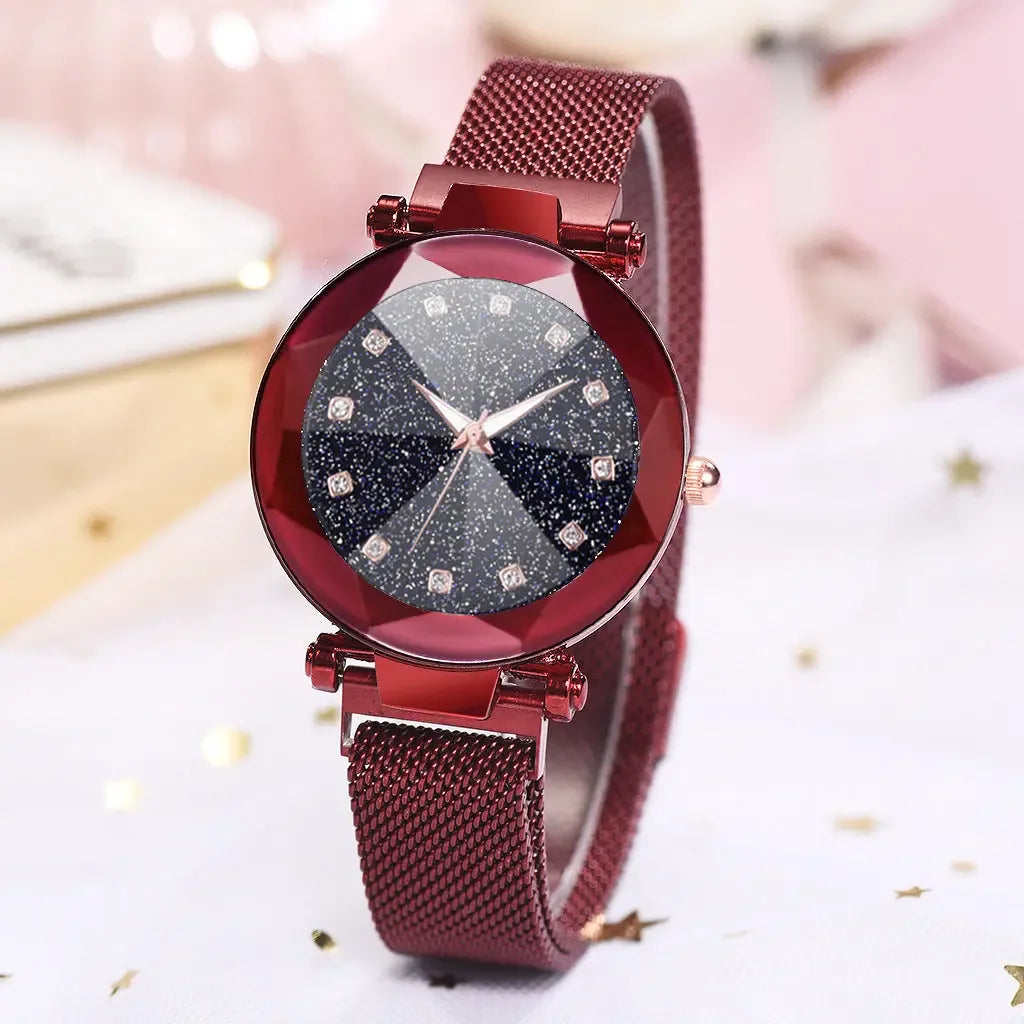 Watch Square Diamond Rhinestone Starry Sky Face Ladies Casual Fashion Watch Set Bracelet Watch - CRYSTALOIL