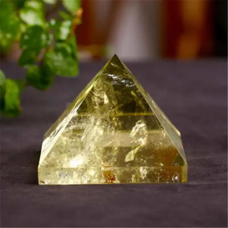 Natural Citrine Pyramid , crafted to harness the uplifting properties of this golden gemstone. This pyramid serves as a powerful symbol of positivity and abundance, - CRYSTALOIL