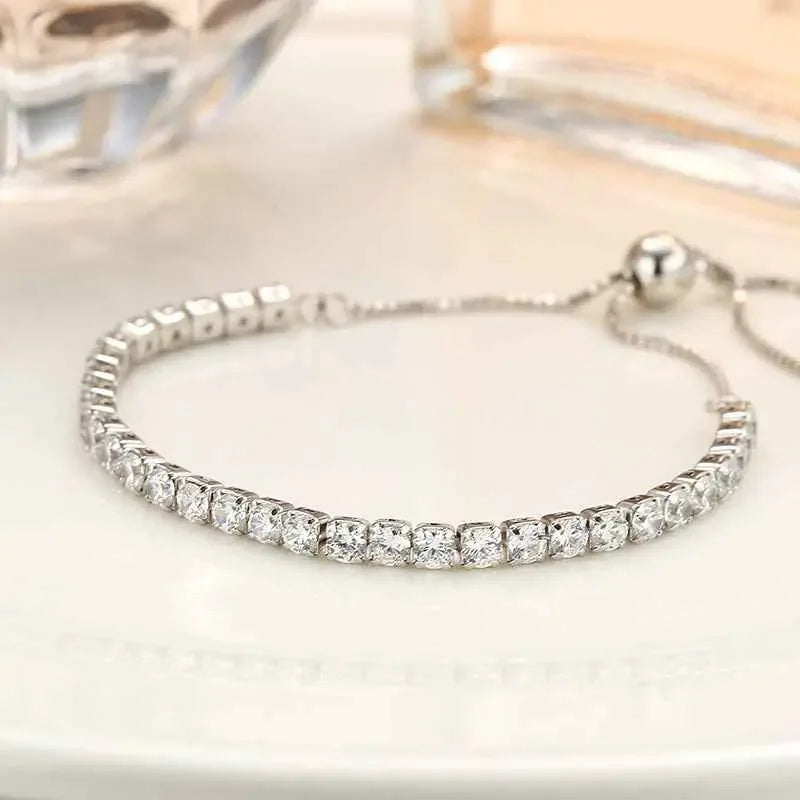 Sterling Silver Full Diamond Crystal Bracelet - CRYSTALOIL