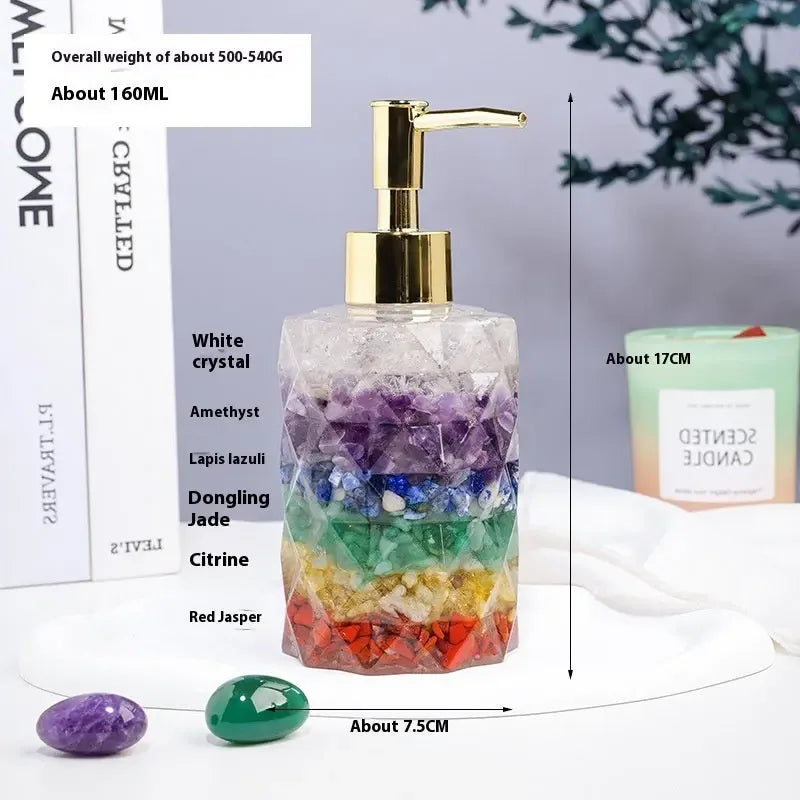 Natural Crystal Tumble Stones Soap Storage Bottle - CRYSTALOIL
