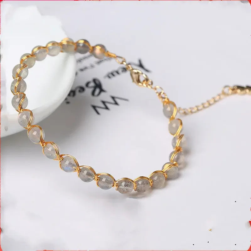 14K Gilded Winding Bracelet Crystal - CRYSTALOIL