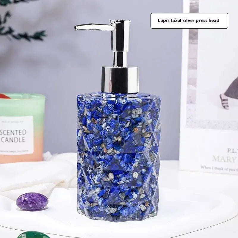 Natural Crystal Tumble Stones Soap Storage Bottle - CRYSTALOIL