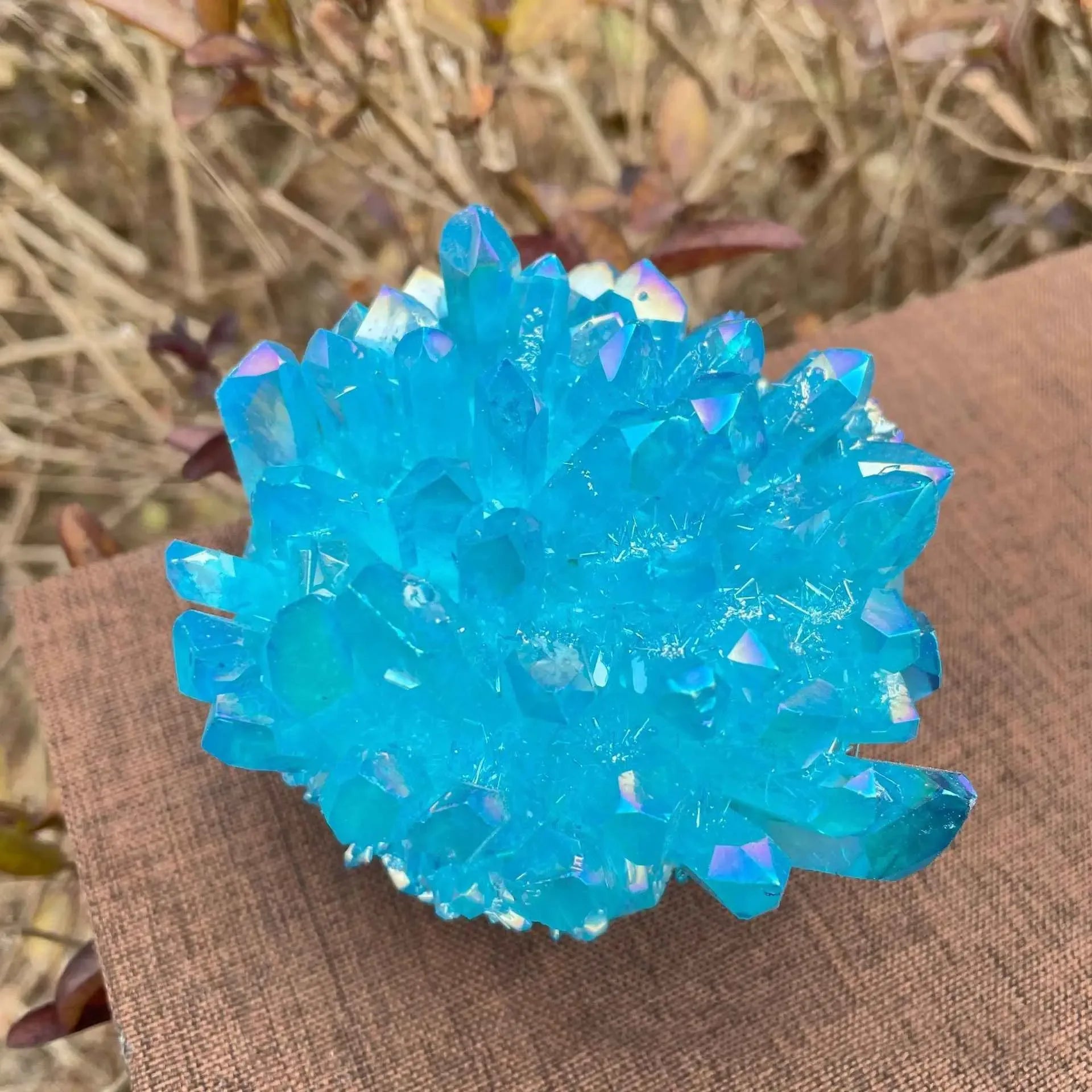 Blue Natural White Crystal Cluster - CRYSTALOIL