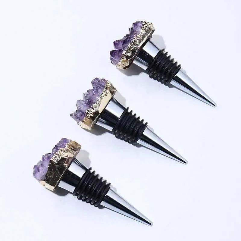 Natural Amethyst Crystal Wine Stopper - Elegant Wine Accessory for Gifts and Home Decor - CRYSTALOIL