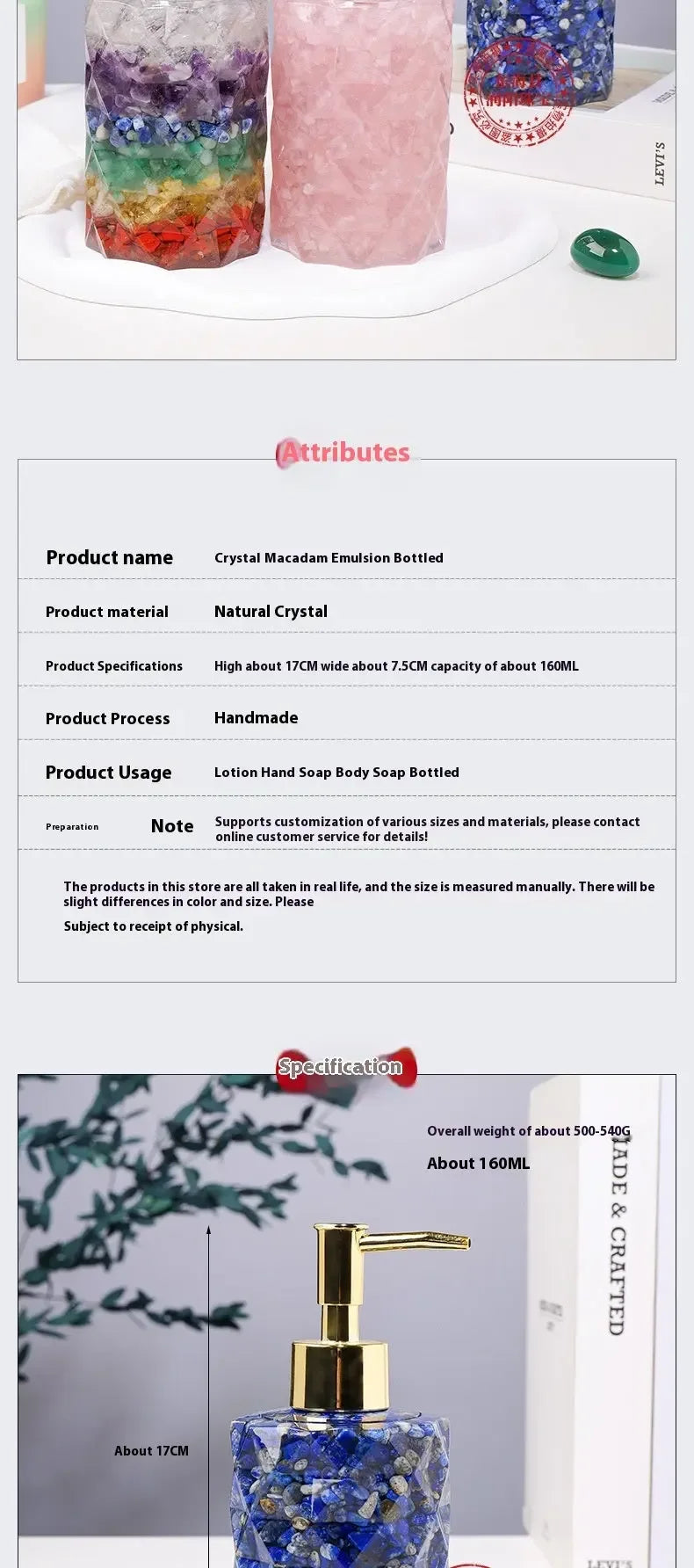 Natural Crystal Tumble Stones Soap Storage Bottle - CRYSTALOIL