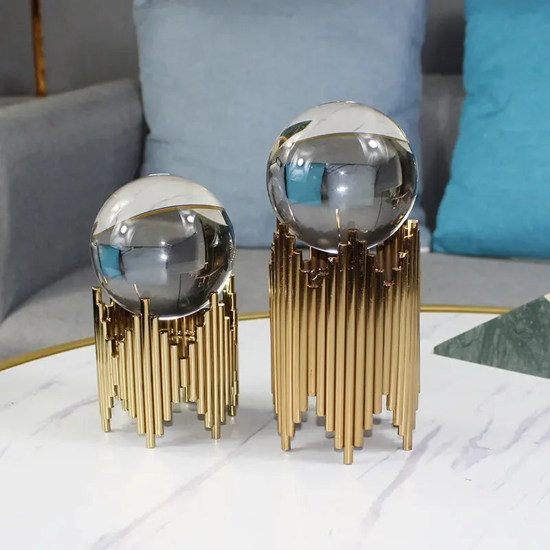 Light Luxury Crystal Ball Decoration Creative Metal Modern Living Room Entrance TV Cabinet Wine Cabinet - CRYSTALOIL