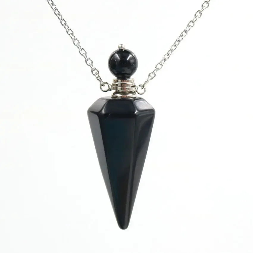 Natural crystal hexagon cone bottle pendant necklace female fashion OL refined oil bottle collar accessories - CRYSTALOIL