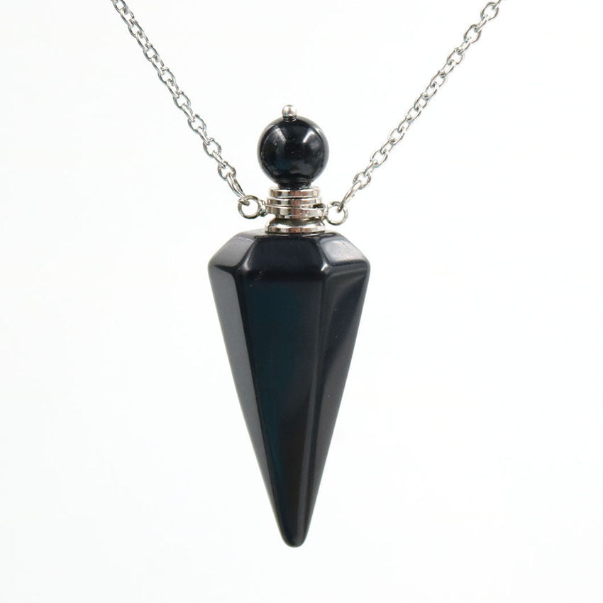 Natural crystal hexagon cone bottle pendant necklace female fashion OL refined oil bottle collar accessories - CRYSTALOIL
