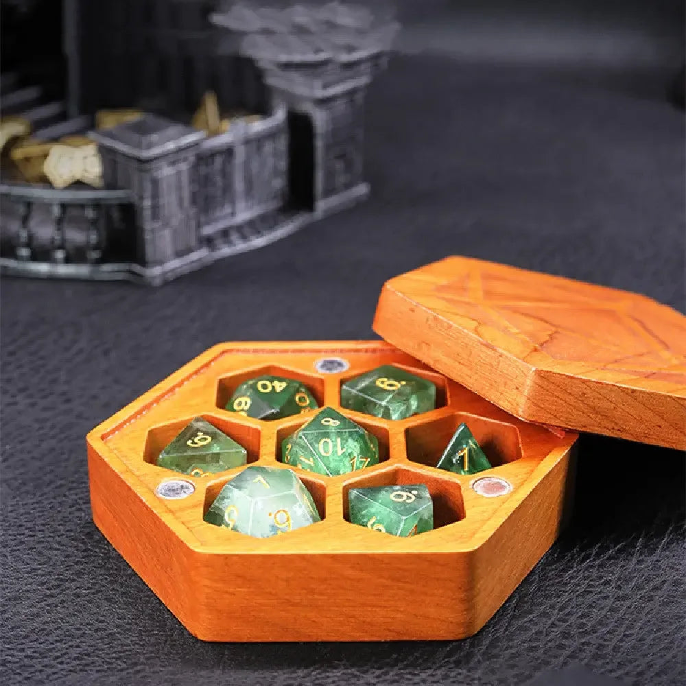 7 PIECE SET Natural Green Fluorite Dice - CRYSTALOIL