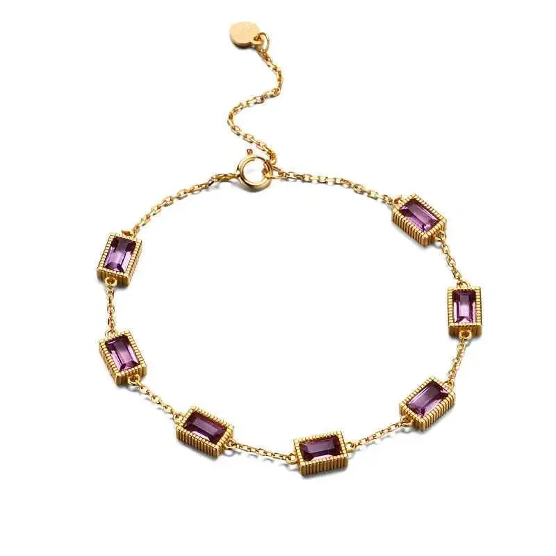 Natural Crystal Bracelet, A radiant blend of geometric elegance and natural allure, crafted with silver and adorned with vibrant crystals. - CRYSTALOIL