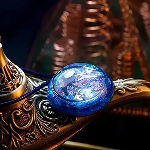 Original Mandala Meditation Necklace Meditation Pendant Blue Crystal - CRYSTALOIL