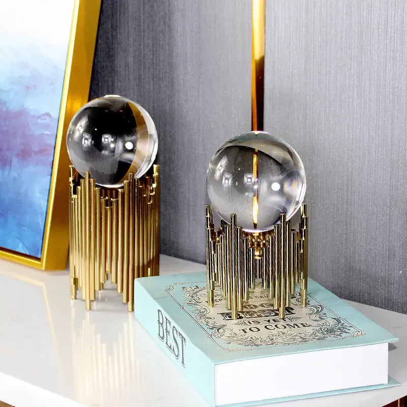 Light Luxury Crystal Ball Decoration Creative Metal Modern Living Room Entrance TV Cabinet Wine Cabinet - CRYSTALOIL