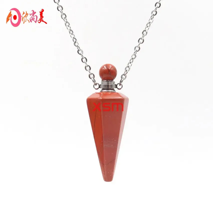Natural crystal hexagon cone bottle pendant necklace female fashion OL refined oil bottle collar accessories - CRYSTALOIL