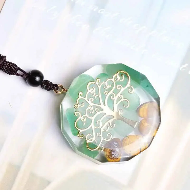 Ogan Energy Tree Of Life Pendant Natural Tiger Eye Stone - CRYSTALOIL