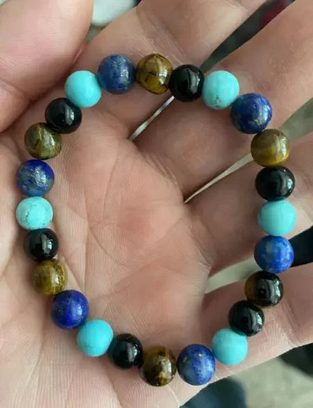 Natural lapis gold tiger eye stone blue pine bracelet fashion decoration for men and women bracelet - CRYSTALOIL