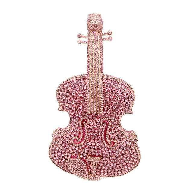 Amazing Luxury Violin Crystal Evening Bags Party Handbag, Amazing Crystal-Studded Luxury Violin Evening Bag - CRYSTALOIL