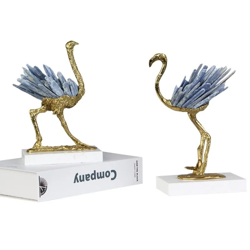 Modern Light Luxury Flamingo Crystal Brass Decoration Living Room - CRYSTALOIL