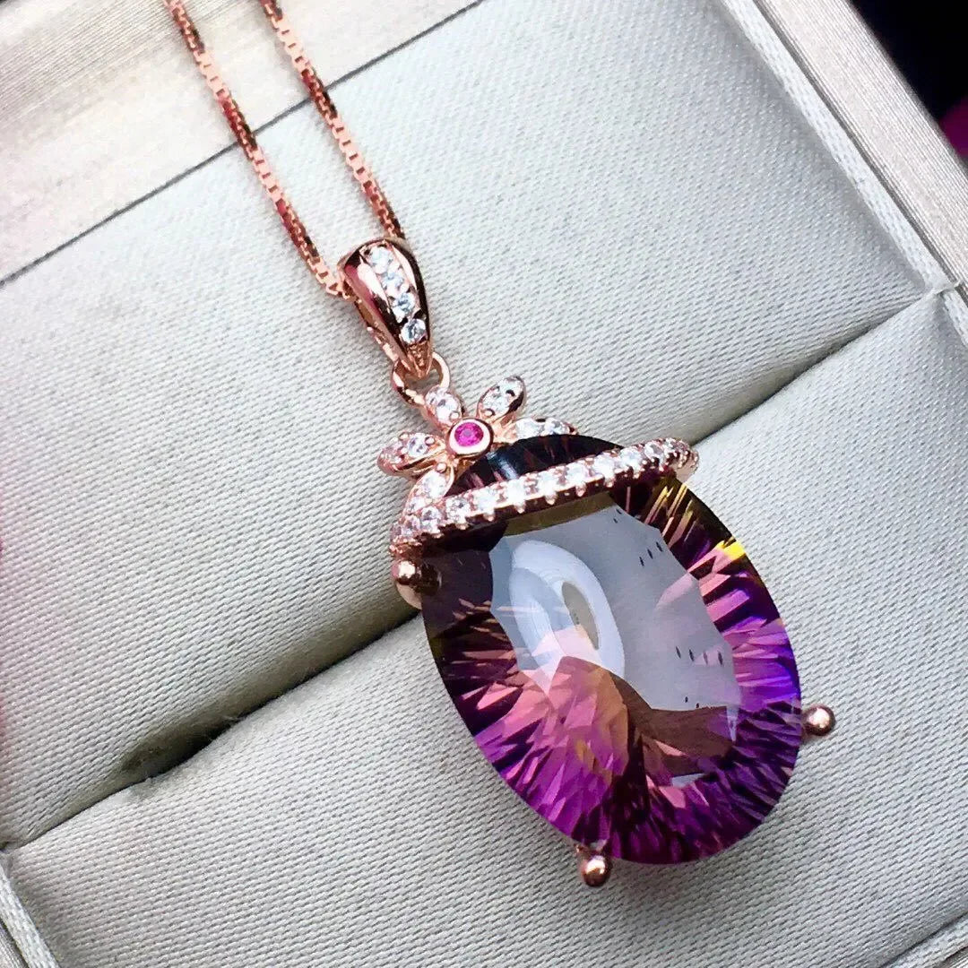 Amethyst Pendant Crystal S925 Silver Necklace, Elegant and versatile - CRYSTALOIL