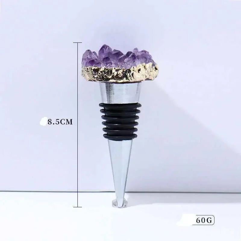 Natural Amethyst Crystal Wine Stopper - Elegant Wine Accessory for Gifts and Home Decor - CRYSTALOIL