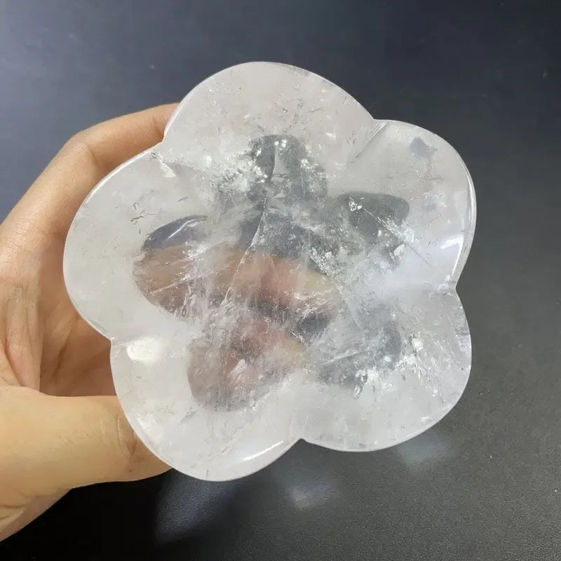 Natural White Crystal Love Bowl Rough Polished, - CRYSTALOIL