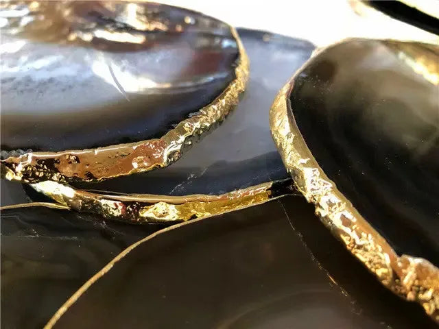 2 pieces Blue Purple black Primitive Agate Big Crystal Wafer Coasters, - CRYSTALOIL