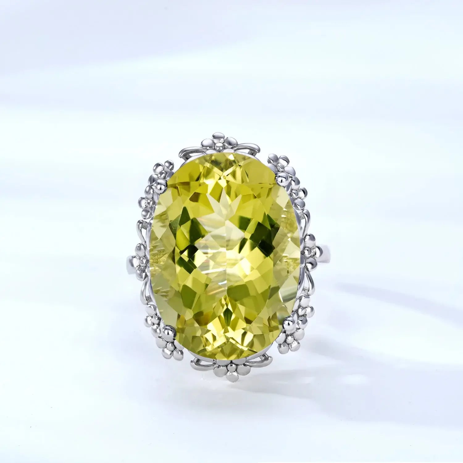 Natural citrine Crystal Ring Luxury Style Jewelry S925 Silver - CRYSTALOIL
