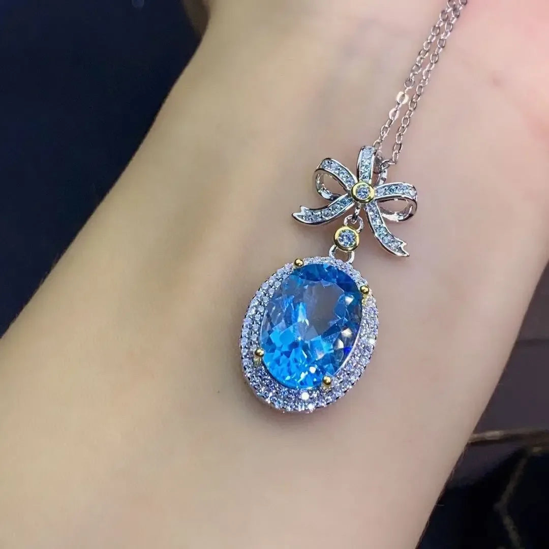 Natural Sky Blue Topaz Set Ring Pendant Earring Crystal - CRYSTALOIL