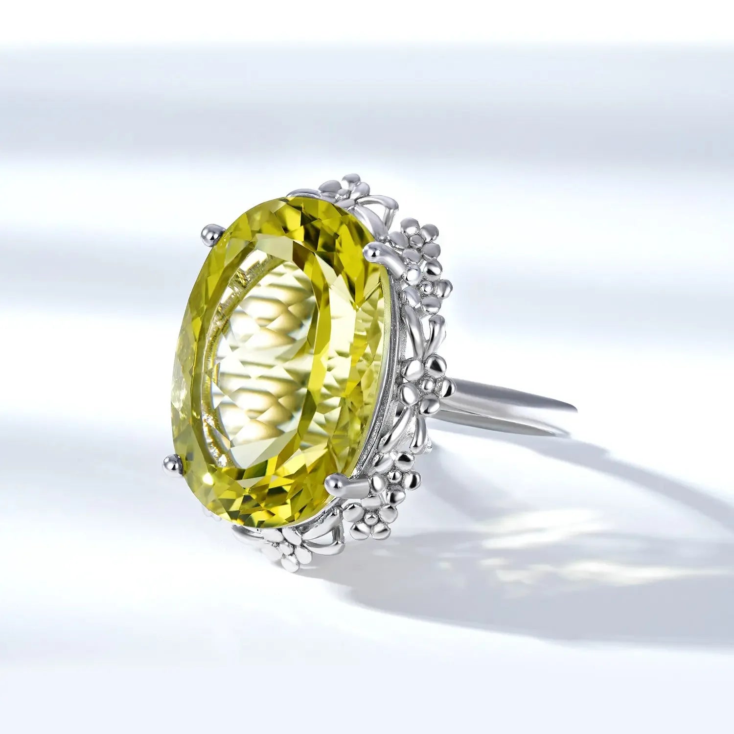 Natural citrine Crystal Ring Luxury Style Jewelry S925 Silver - CRYSTALOIL