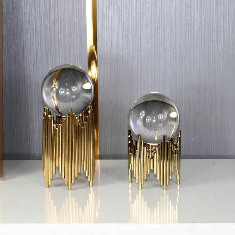 Light Luxury Crystal Ball Decoration Creative Metal Modern Living Room Entrance TV Cabinet Wine Cabinet - CRYSTALOIL