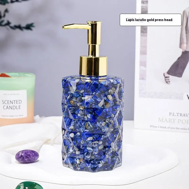 Natural Crystal Tumble Stones Soap Storage Bottle - CRYSTALOIL