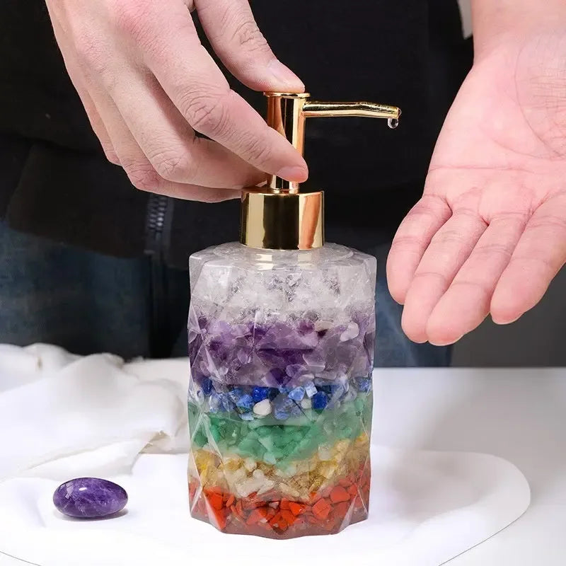 Natural Crystal Tumble Stones Soap Storage Bottle - CRYSTALOIL