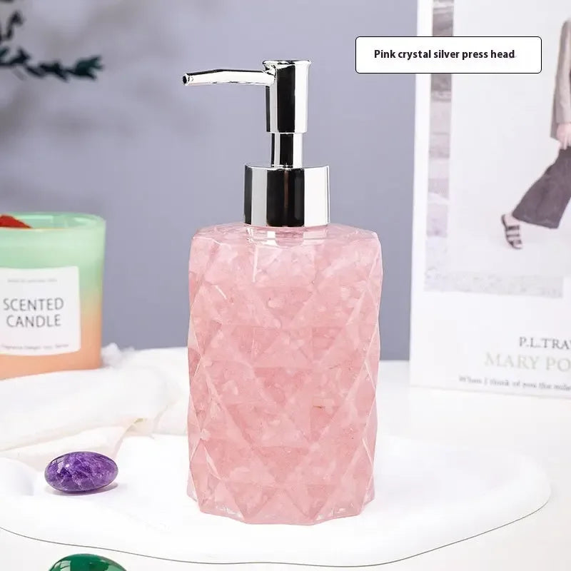 Natural Crystal Tumble Stones Soap Storage Bottle - CRYSTALOIL