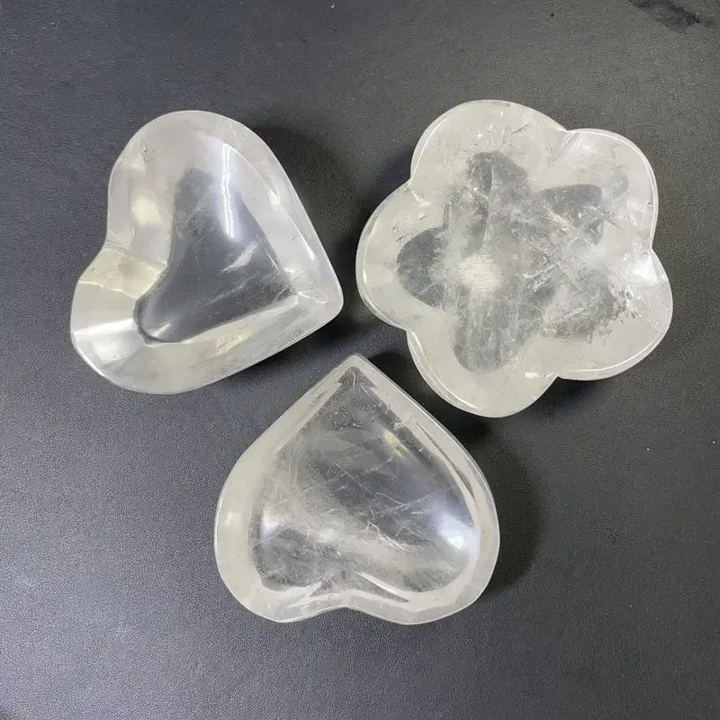 Natural White Crystal Love Bowl Rough Polished, - CRYSTALOIL