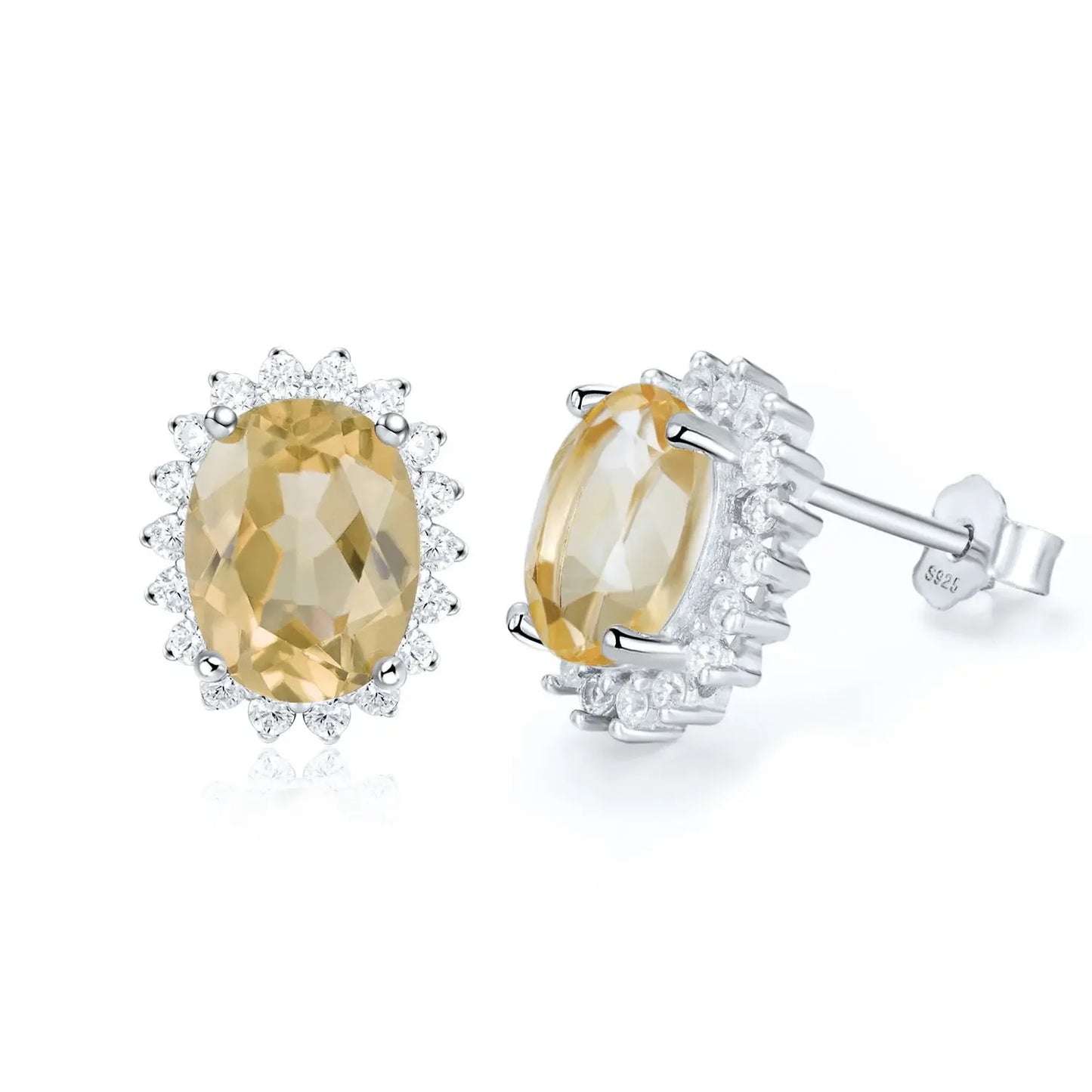 S925 Silver Natural Topaz Peridot Earrings Women's Luxury Premium Jewelry - CRYSTALOIL