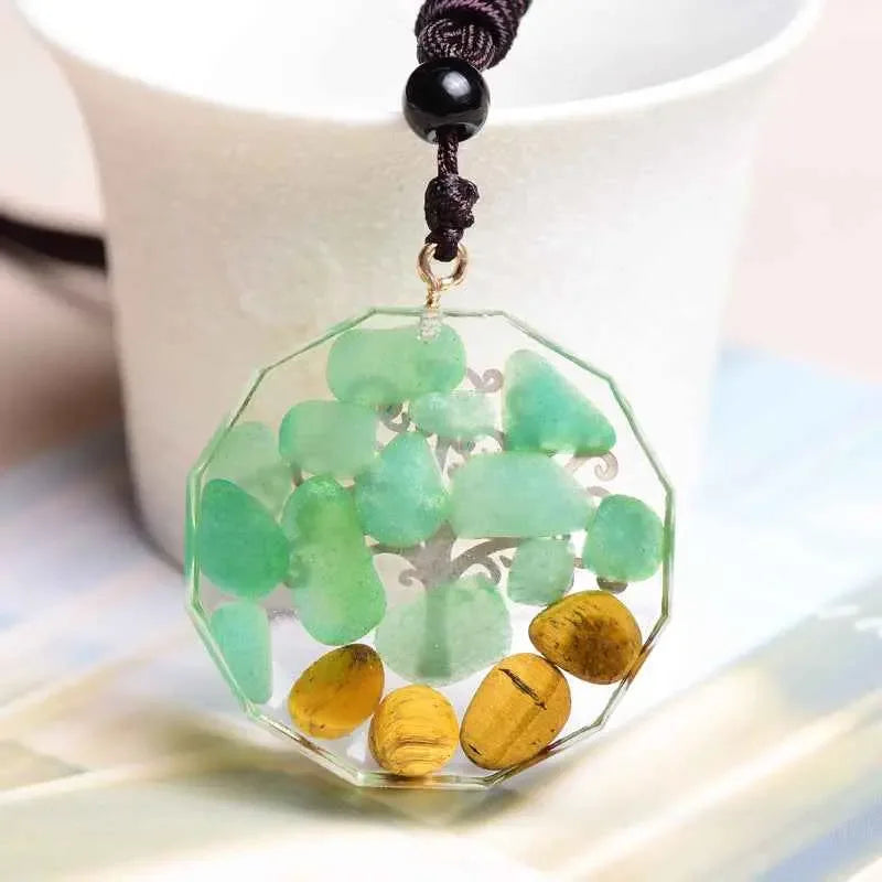 Ogan Energy Tree Of Life Pendant Natural Tiger Eye Stone - CRYSTALOIL