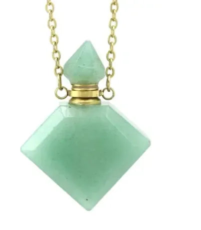 Natural Crystal Diamond Perfume Bottle Aromatherapy Bottle Necklace Pendant - CRYSTALOIL