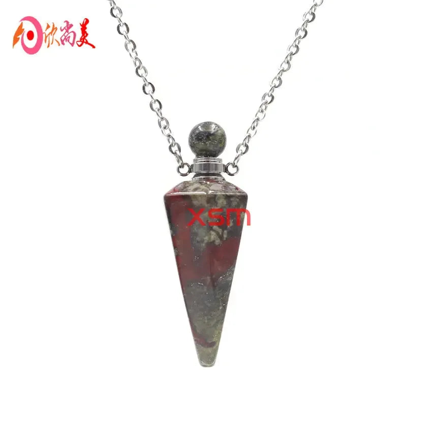 Natural crystal hexagon cone bottle pendant necklace female fashion OL refined oil bottle collar accessories - CRYSTALOIL