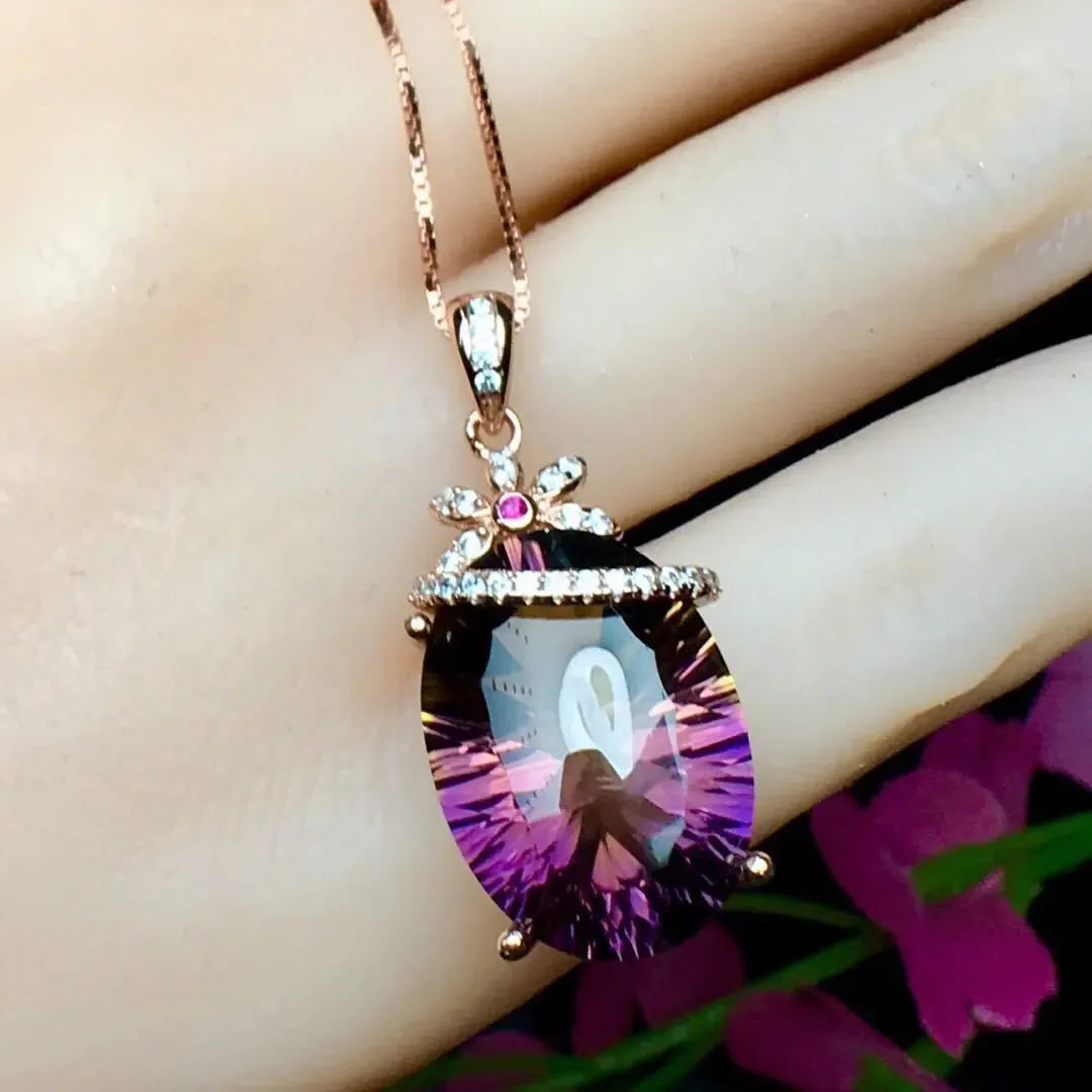Amethyst Pendant Crystal S925 Silver Necklace, Elegant and versatile - CRYSTALOIL