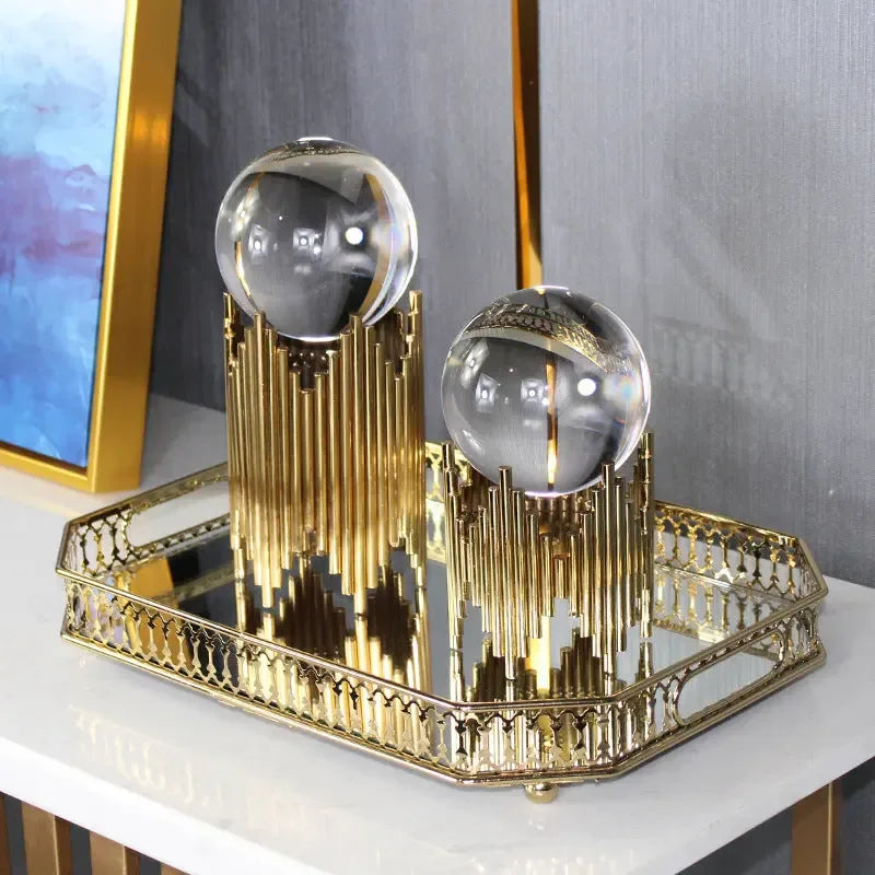 Light Luxury Crystal Ball Decoration Creative Metal Modern Living Room Entrance TV Cabinet Wine Cabinet - CRYSTALOIL