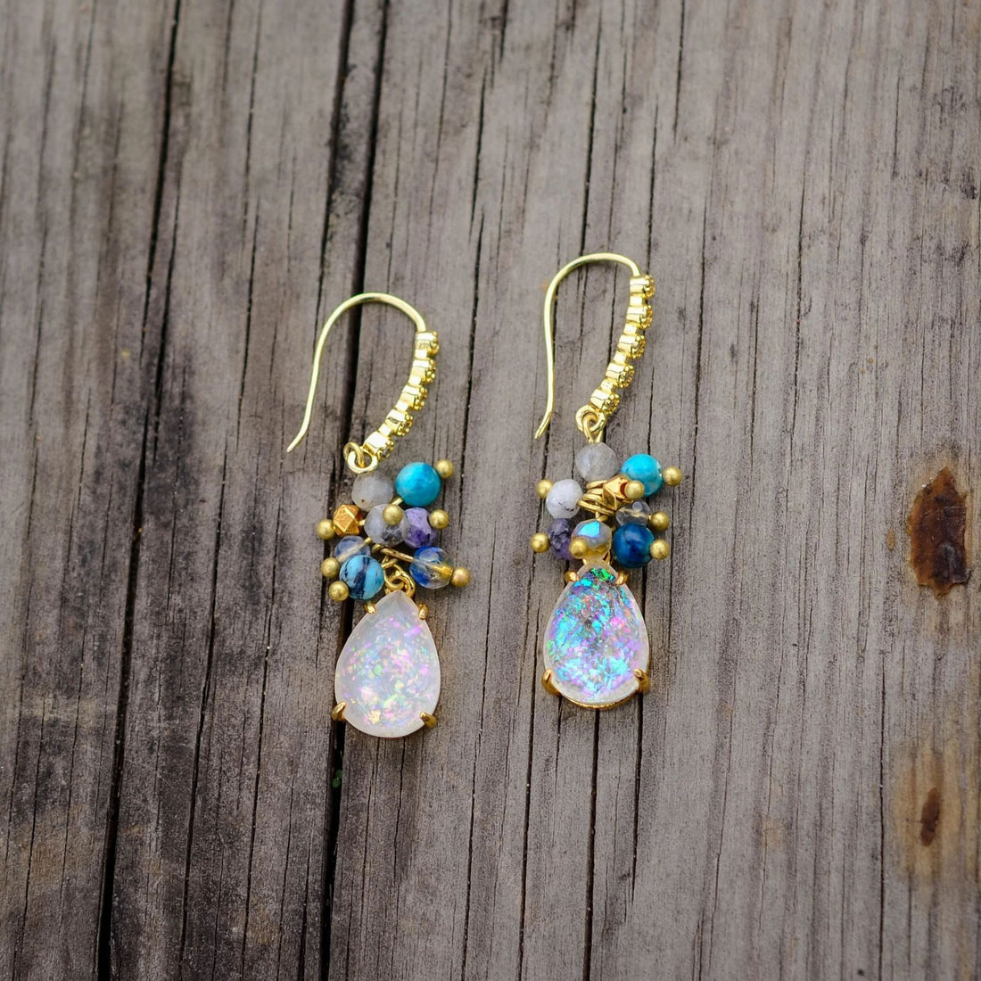 Drop-shaped Opal Earrings Fashion Natural Stone - CRYSTALOIL