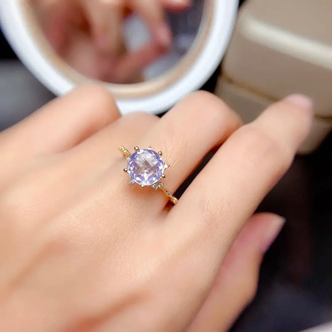 Light Luxury And Beautiful Natural Lavender Amethyst Set Crystal Clean Color Good Silver Inlay - CRYSTALOIL